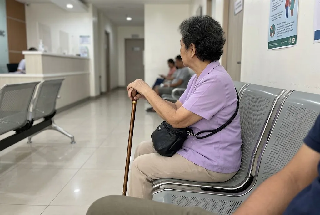 Lola in the clinic waiting room